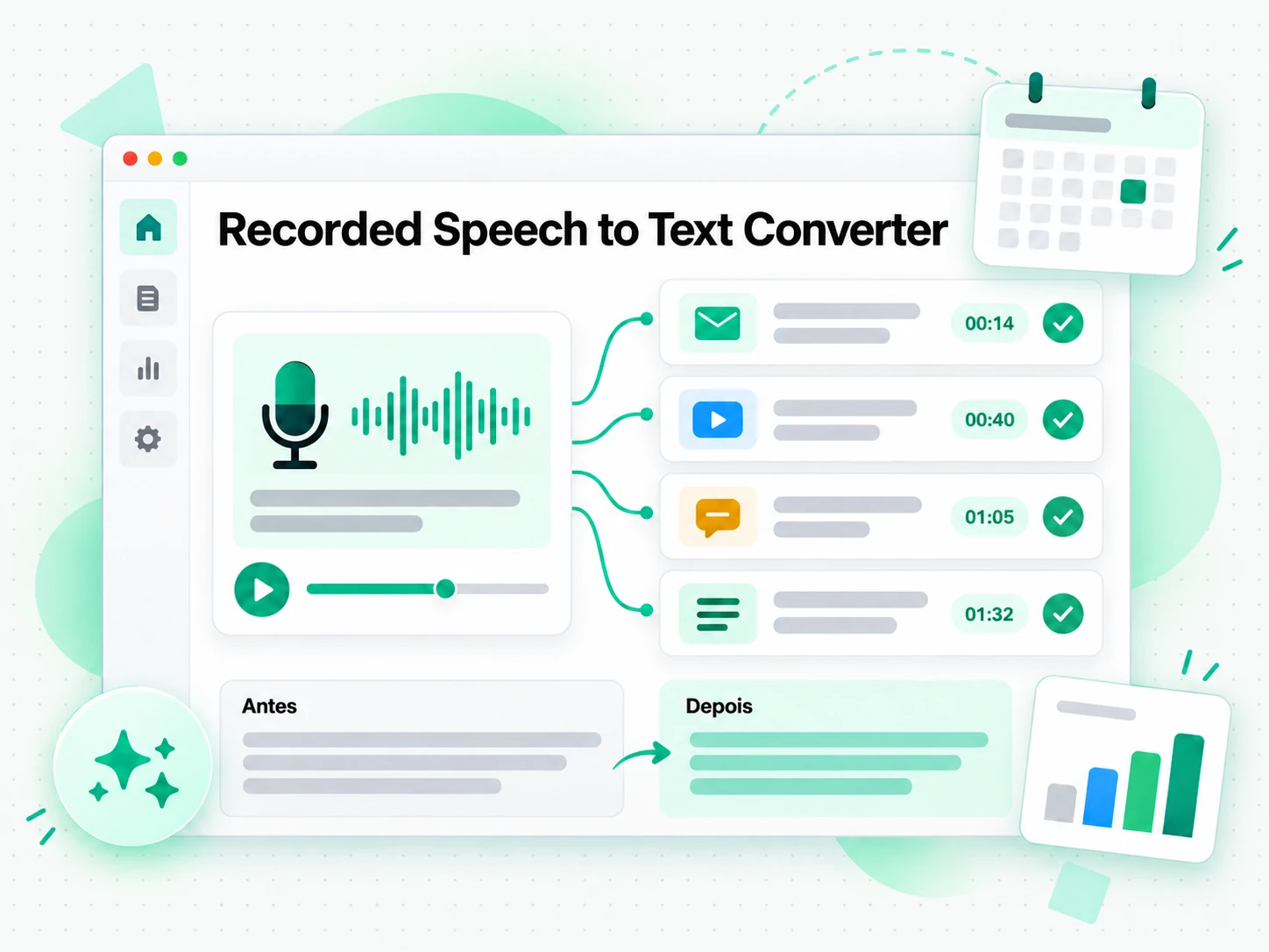 Recorded Speech to Text Converter recriando show notes e artigos