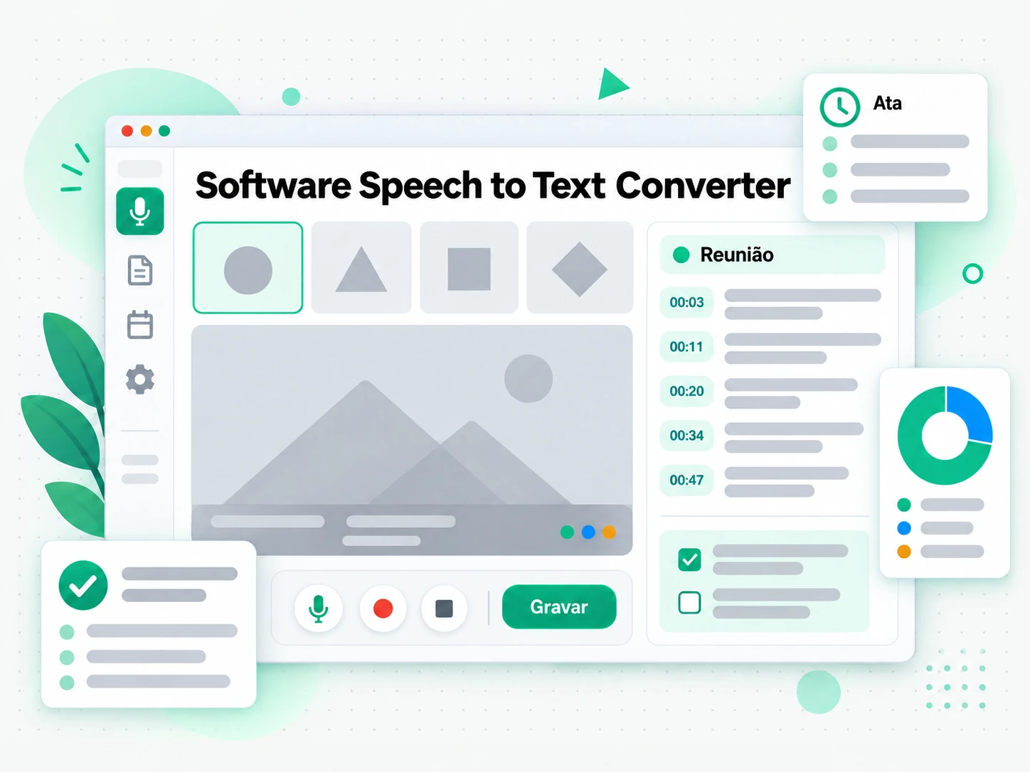 Software Speech to Text Converter transformado em notas de reunião