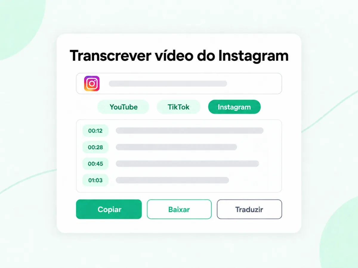 Transcrever vídeo do Instagram em texto com marcação de tempo