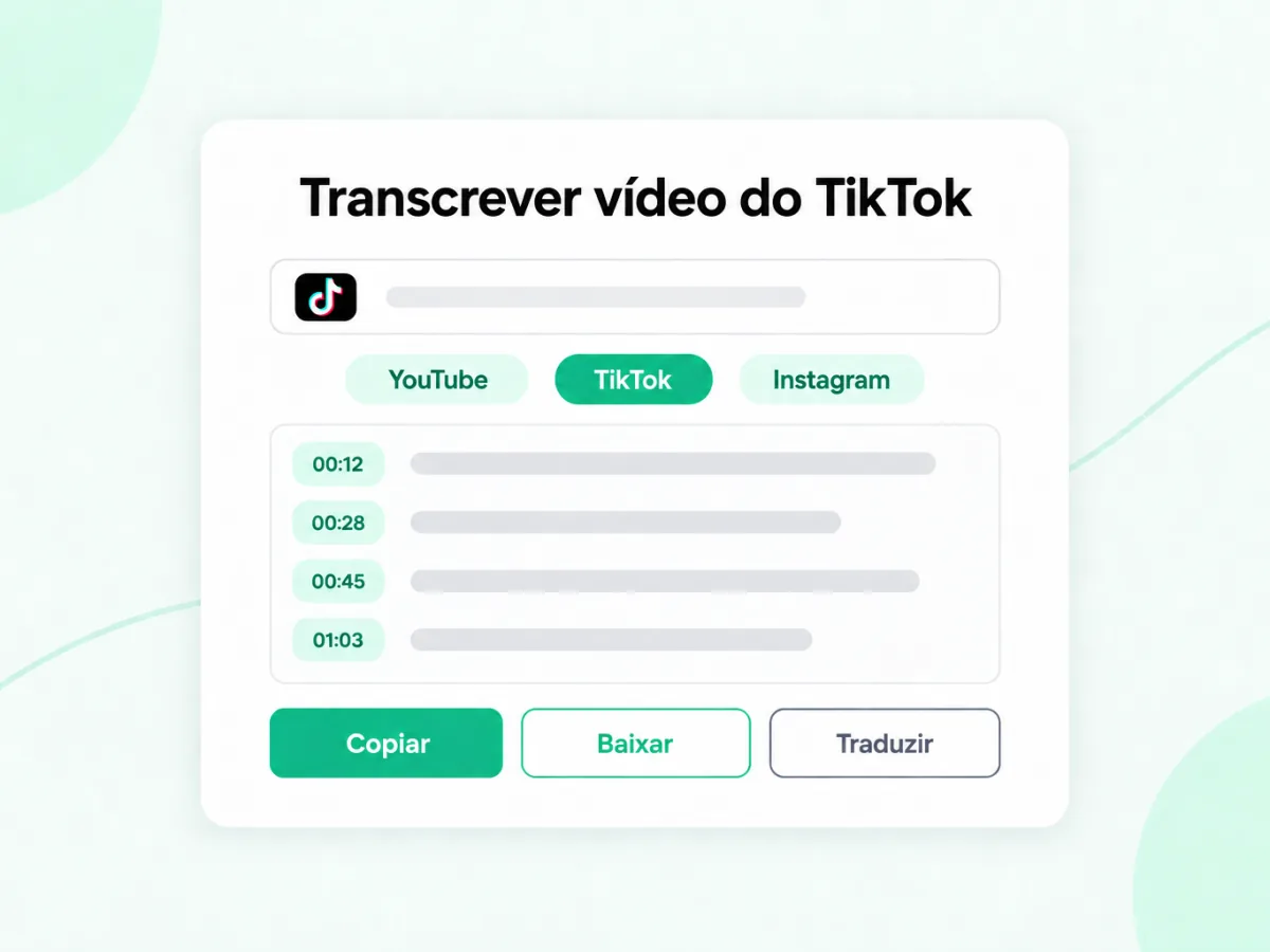 Transcrever vídeo do TikTok em texto com marcação de tempo