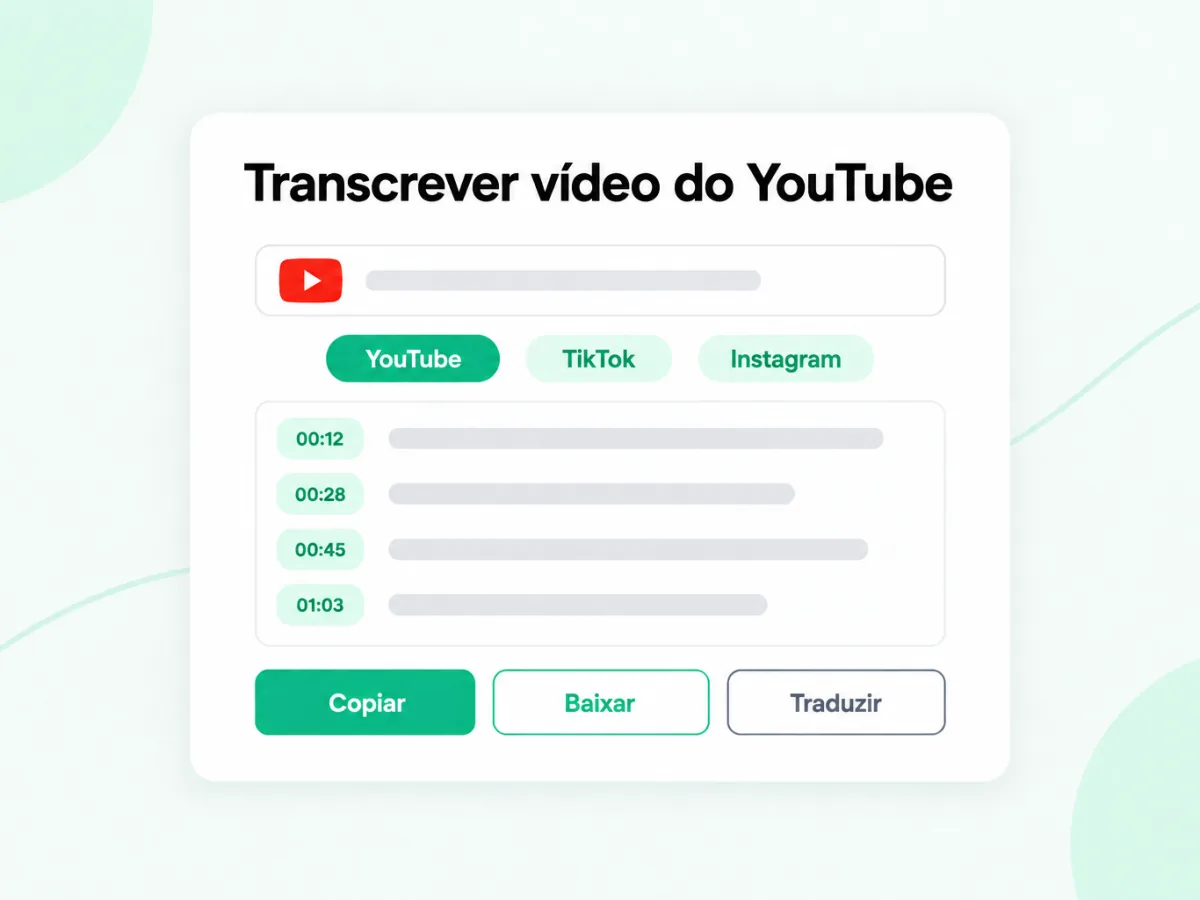Transcrever vídeo do YouTube em texto com marcação de tempo