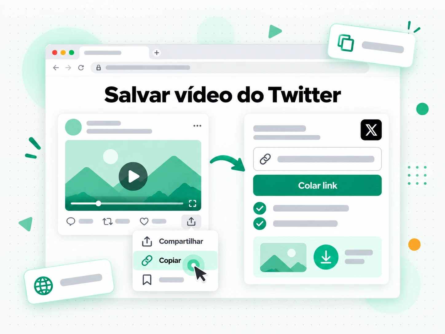 Salvar vídeo do Twitter com URL de post público do X inserida
