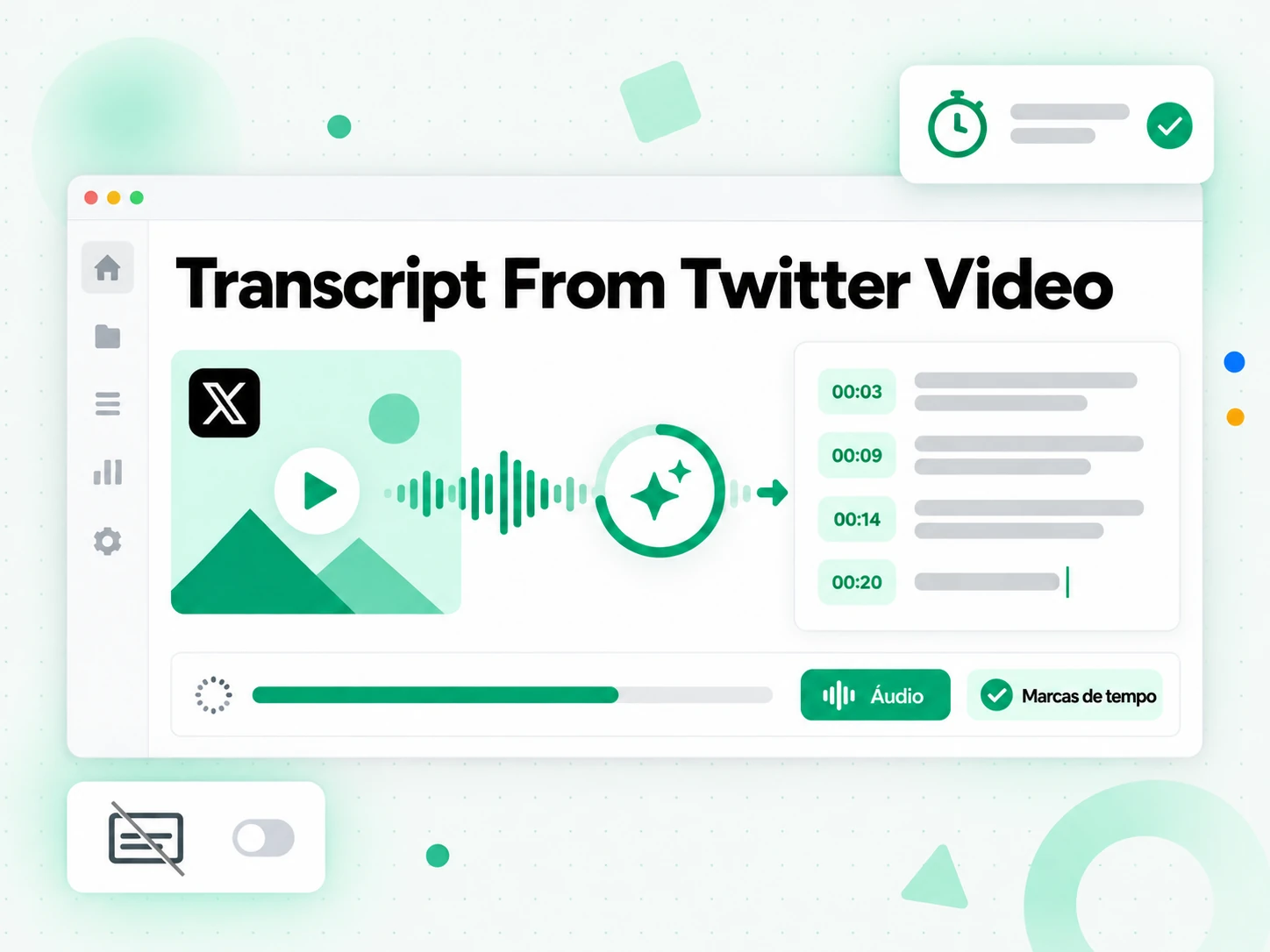 Transcrição de vídeo do Twitter: IA transformando o áudio em transcrição do Twitter com marcação de tempo