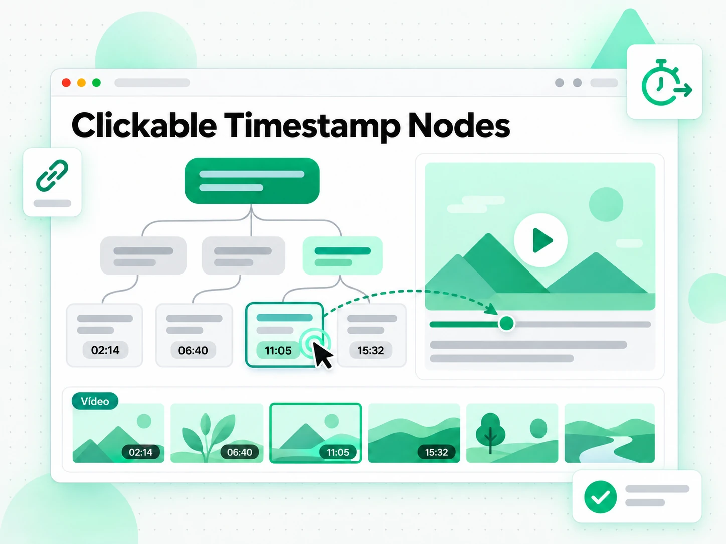 Clickable Timestamp Nodes no mapa mental do vídeo