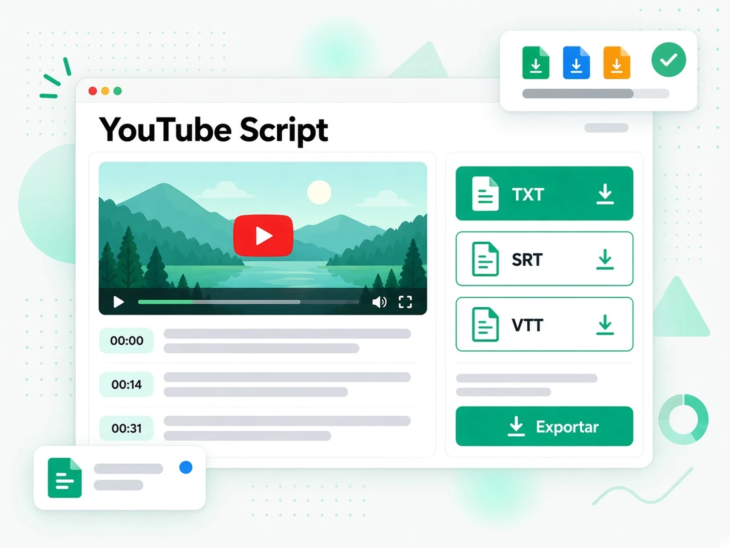 YouTube Script: Exporte o script ou reformule as palavras