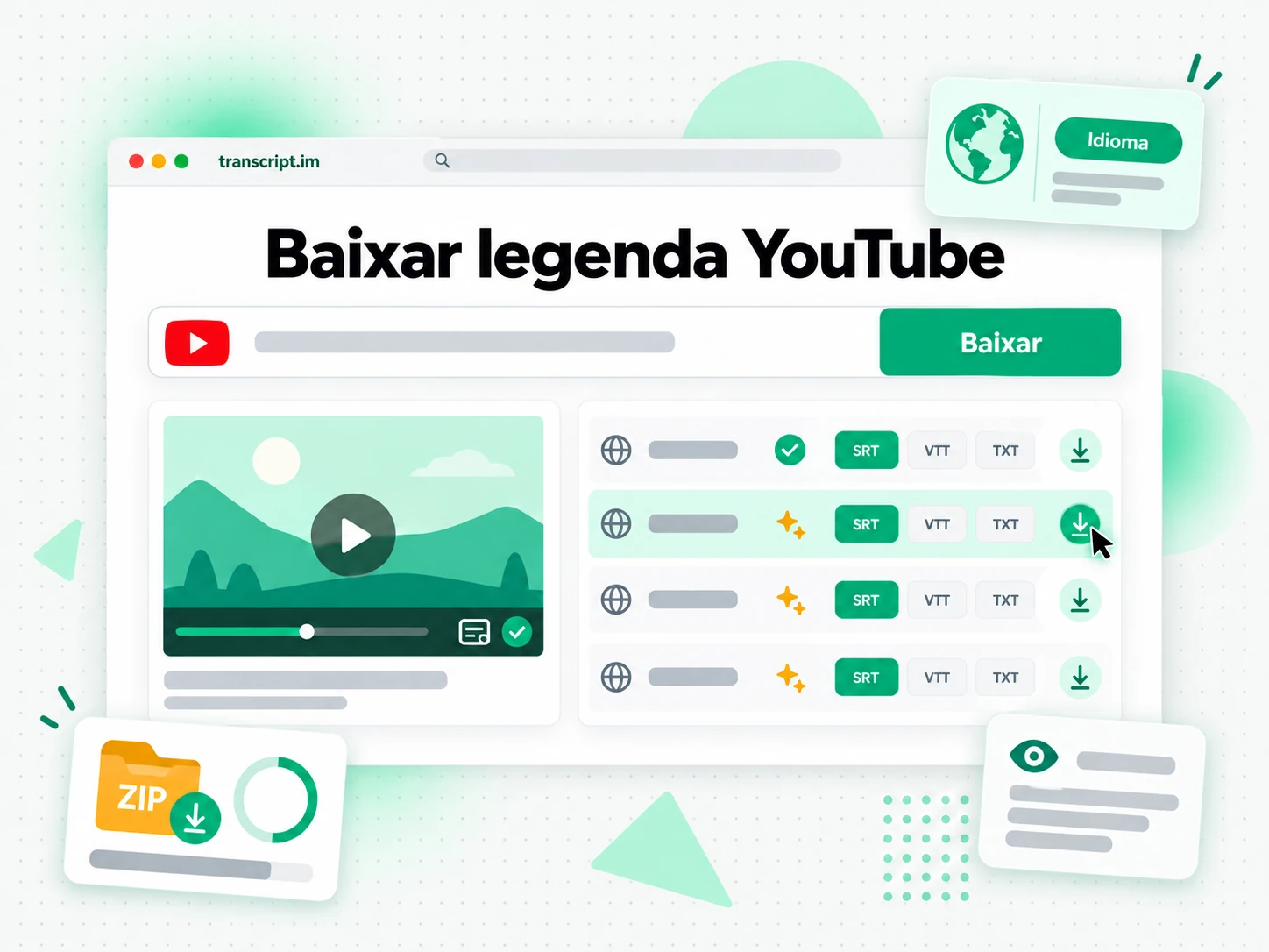Baixar legenda YouTube em arquivo SRT ou VTT