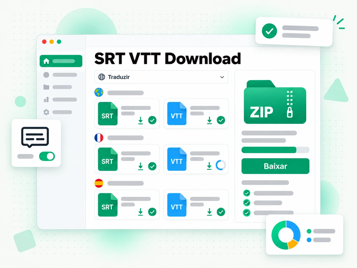 SRT VTT Download das legendas do YouTube