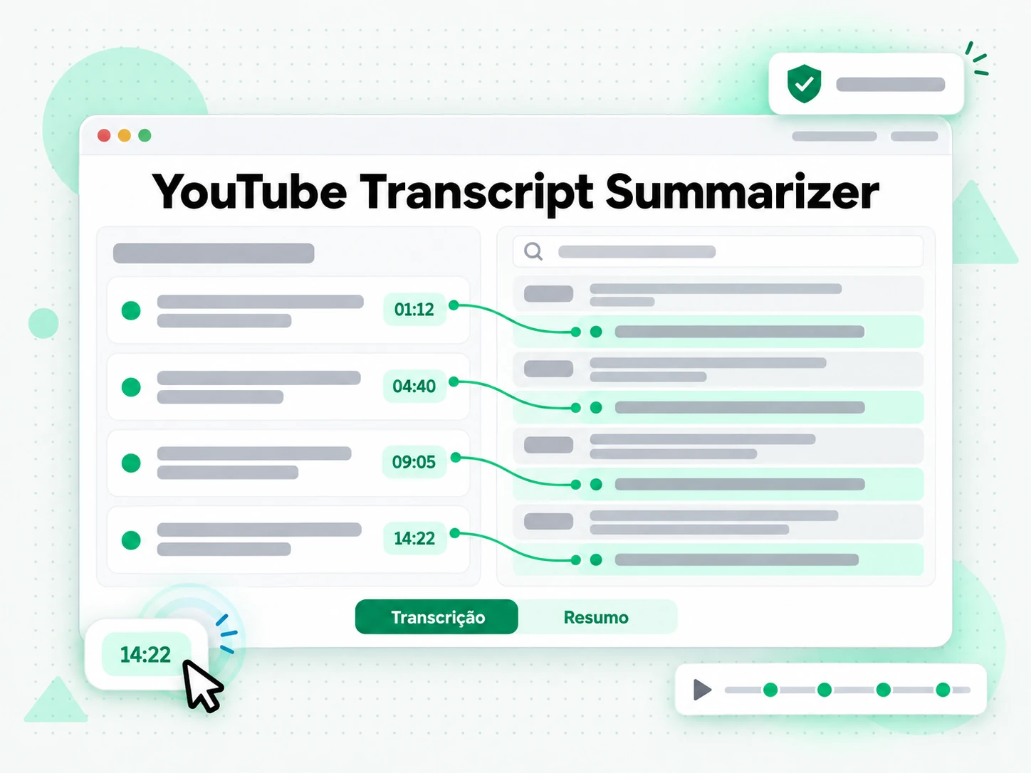 YouTube Transcript Summarizer com pontos-chave e mapa mental