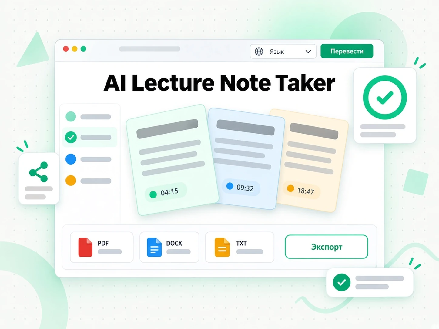 AI Lecture Note Taker: перевод конспекта лекции на другой язык