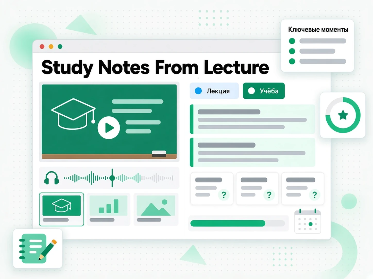 Study Notes From Lecture: генератор конспектов лекций на записях университетских лекций