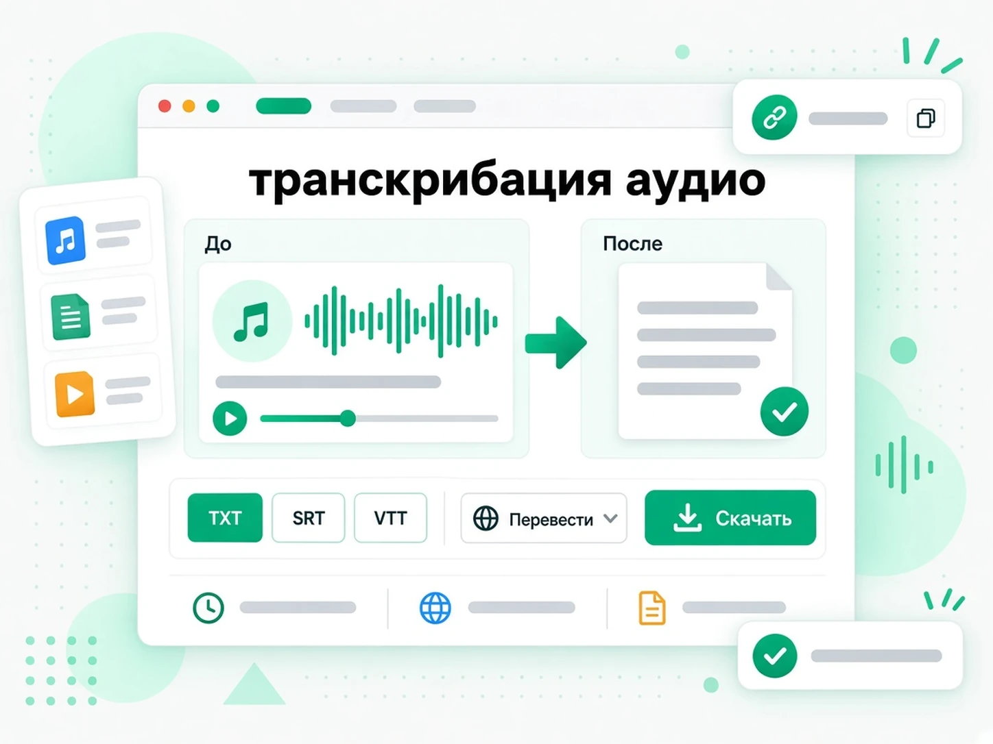 транскрибация аудио: перевод и экспорт расшифровки аудио