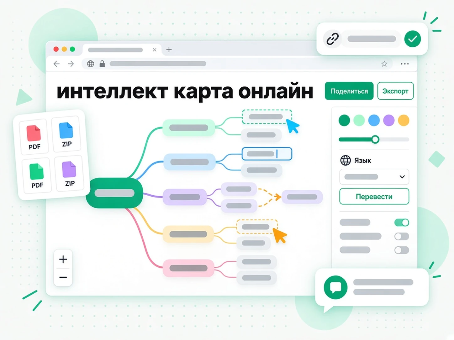 интеллект карта онлайн: редактирование и экспорт интеллект-карты подкаста
