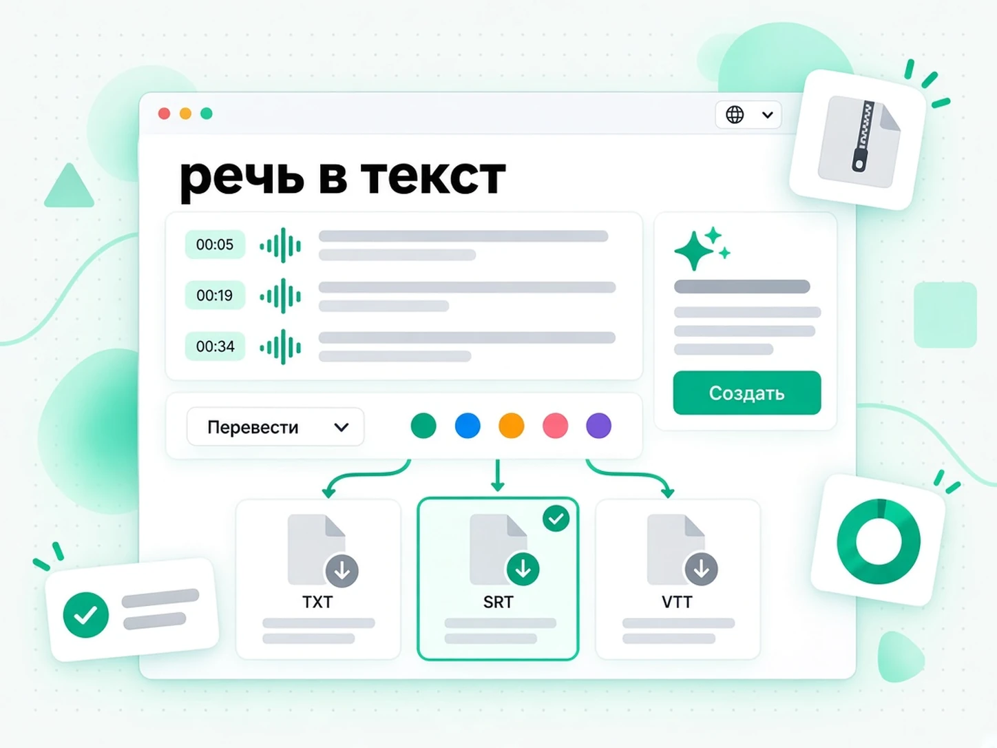 речь в текст: переписывание расшифровки речи в новую статью или сценарий