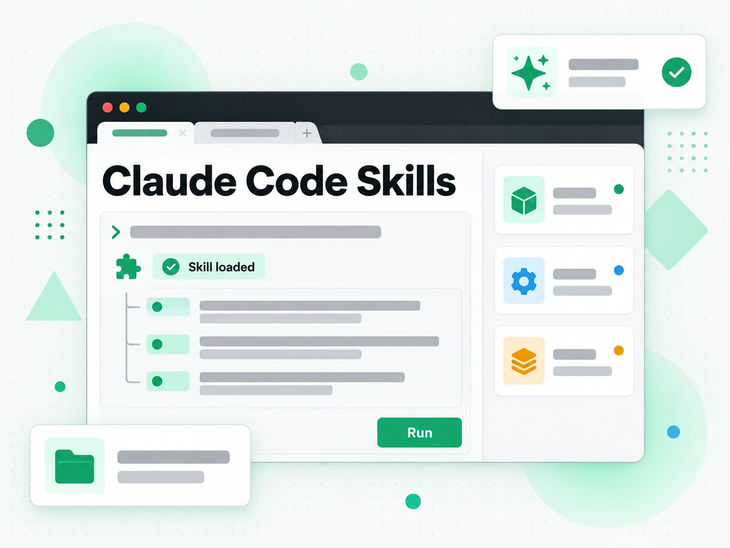 Claude Code Skills: a coding agent terminal loading a transcript skill