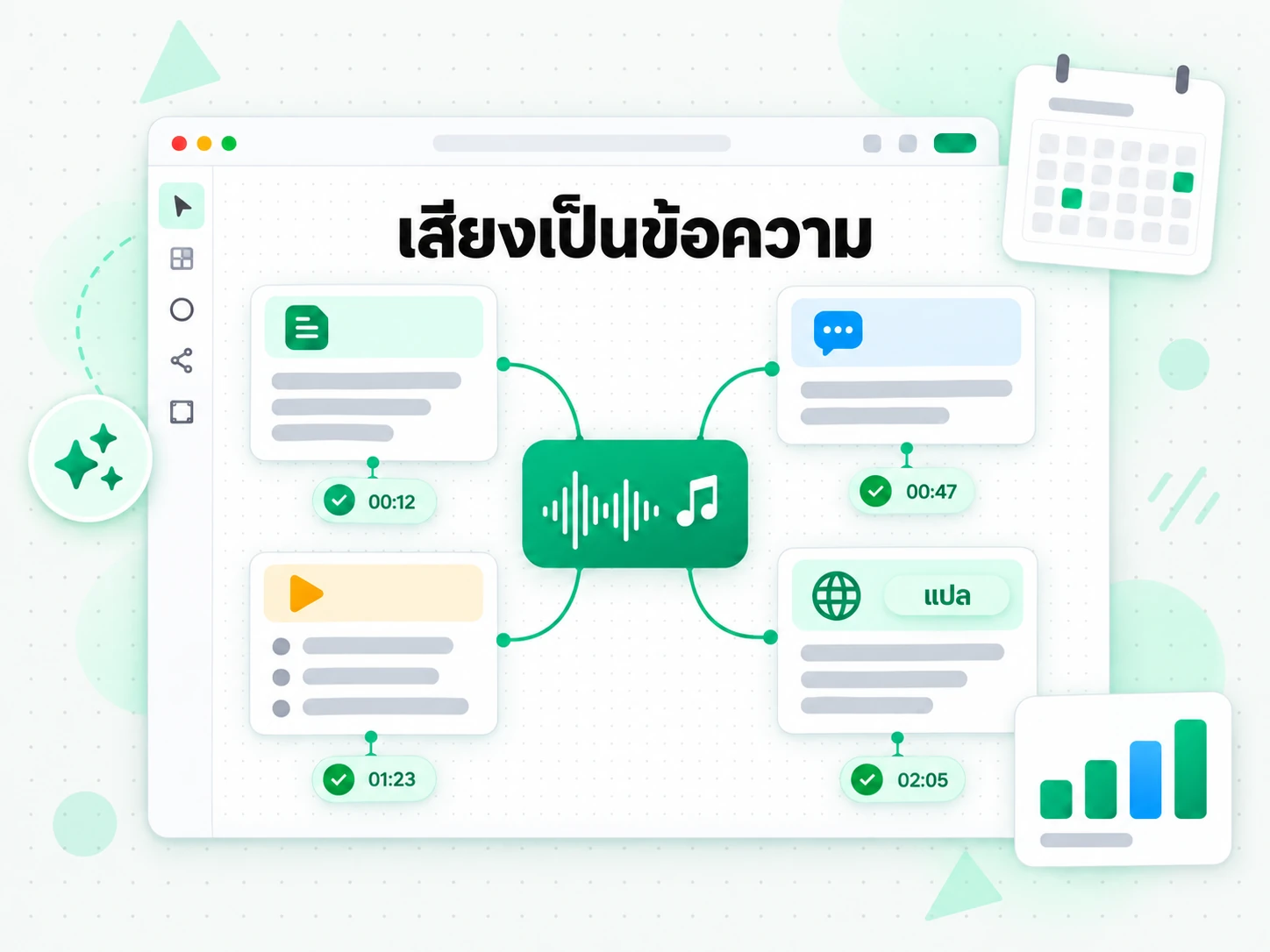 เสียงเป็นข้อความใช้สร้างโชว์โน้ตและบทความใหม่