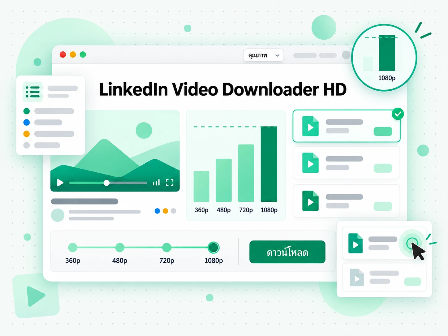 LinkedIn Video Downloader HD ที่ 720p และ 640p
