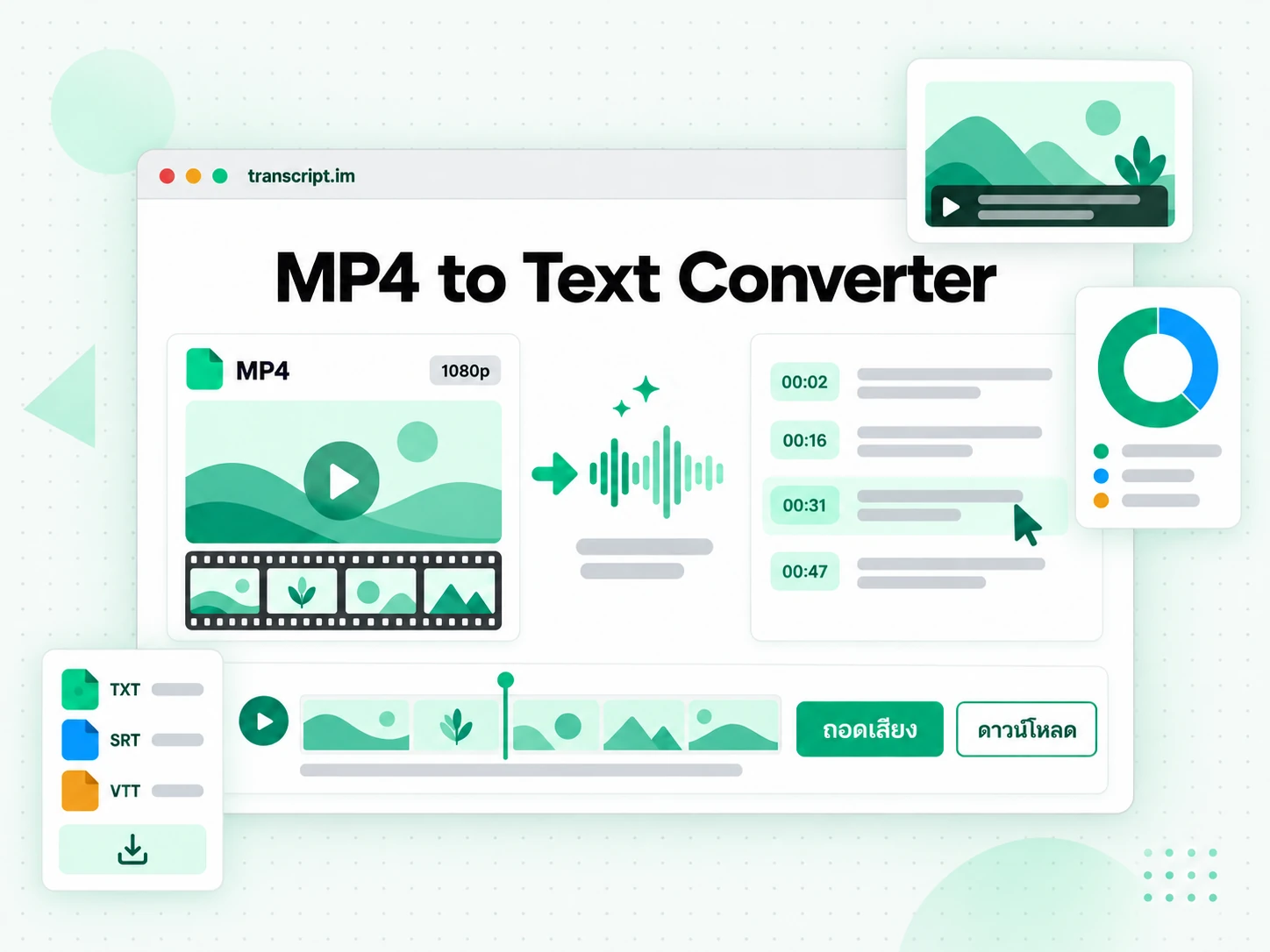 ตัวแปลง MP4 to Text Converter เปลี่ยนไฟล์ MP4 เป็นข้อความพร้อมประทับเวลา