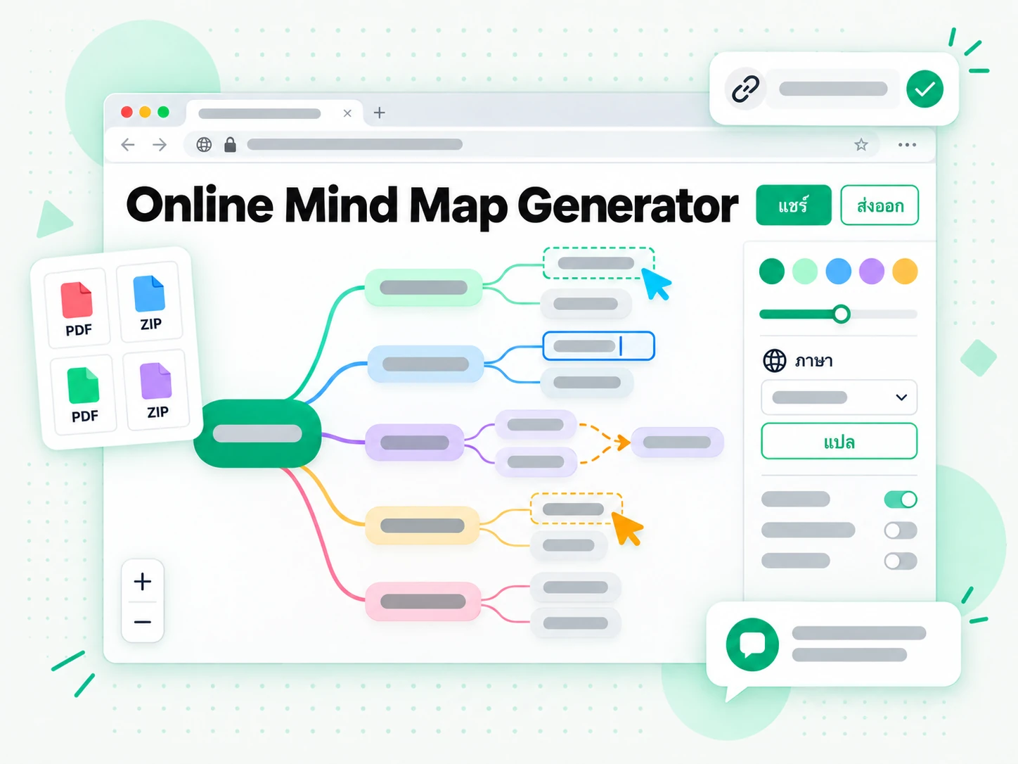 Online Mind Map Generator แก้ไขและส่งออกได้