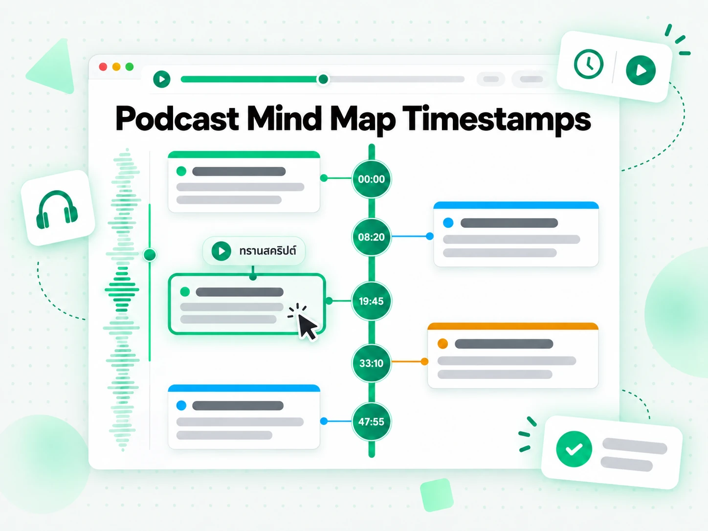 Podcast Mind Map Timestamps ที่คลิกได้