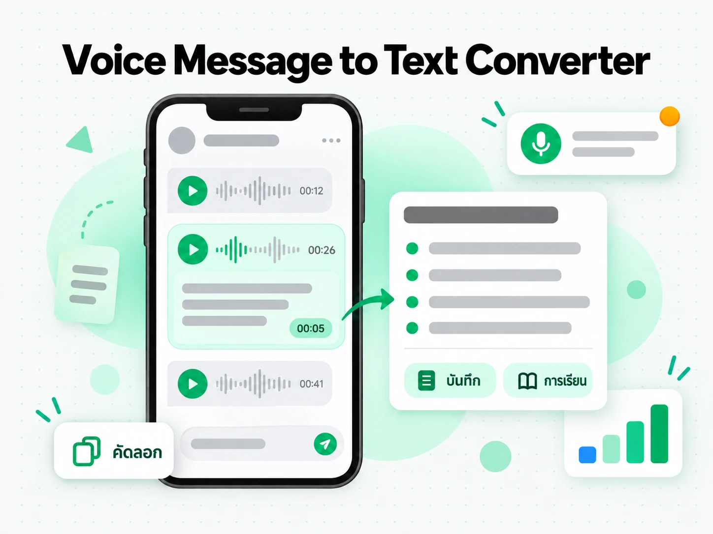 Voice Message to Text Converter เป็นบันทึกการเรียน