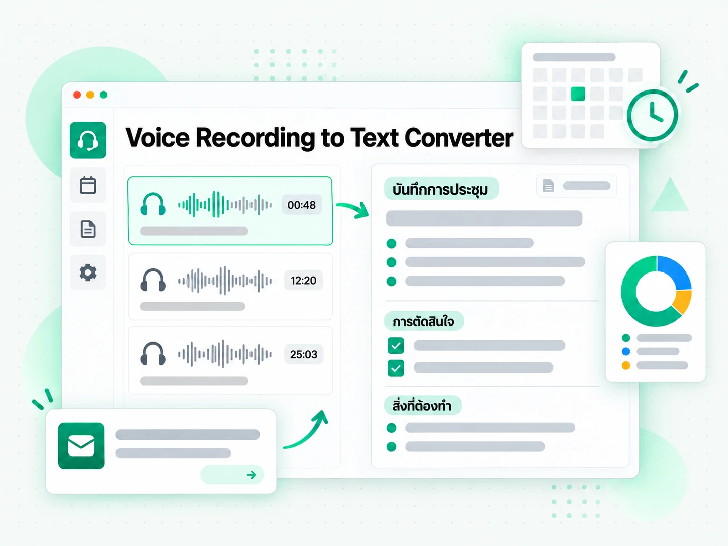 Voice Recording to Text Converter สร้างบันทึกการประชุมต่อ
