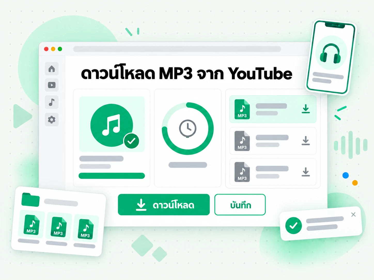 ดาวน์โหลด MP3 จาก YouTube ไฟล์ที่เสร็จแล้ว