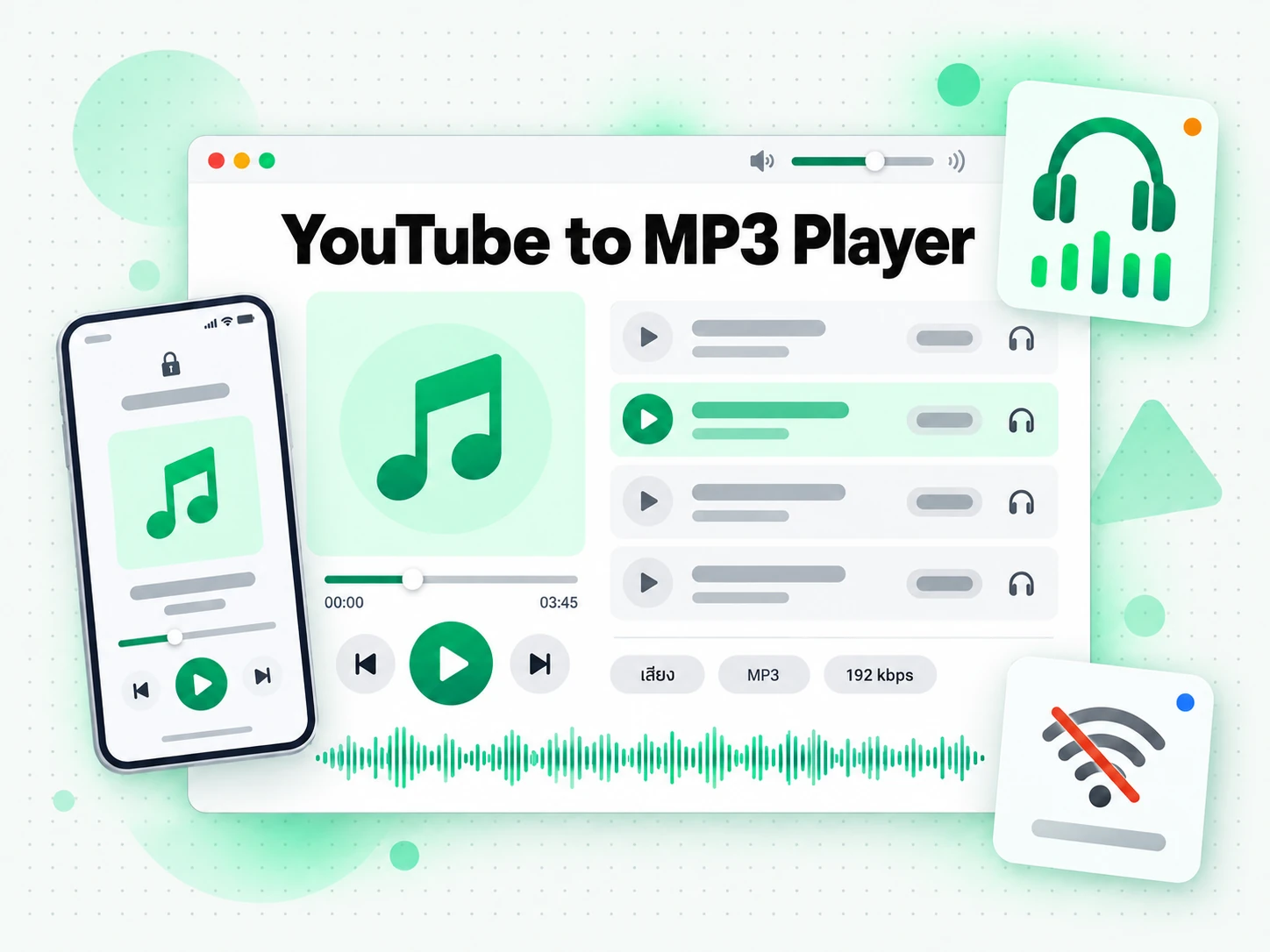YouTube to MP3 Player ที่มีลิขสิทธิ์ถูกต้อง