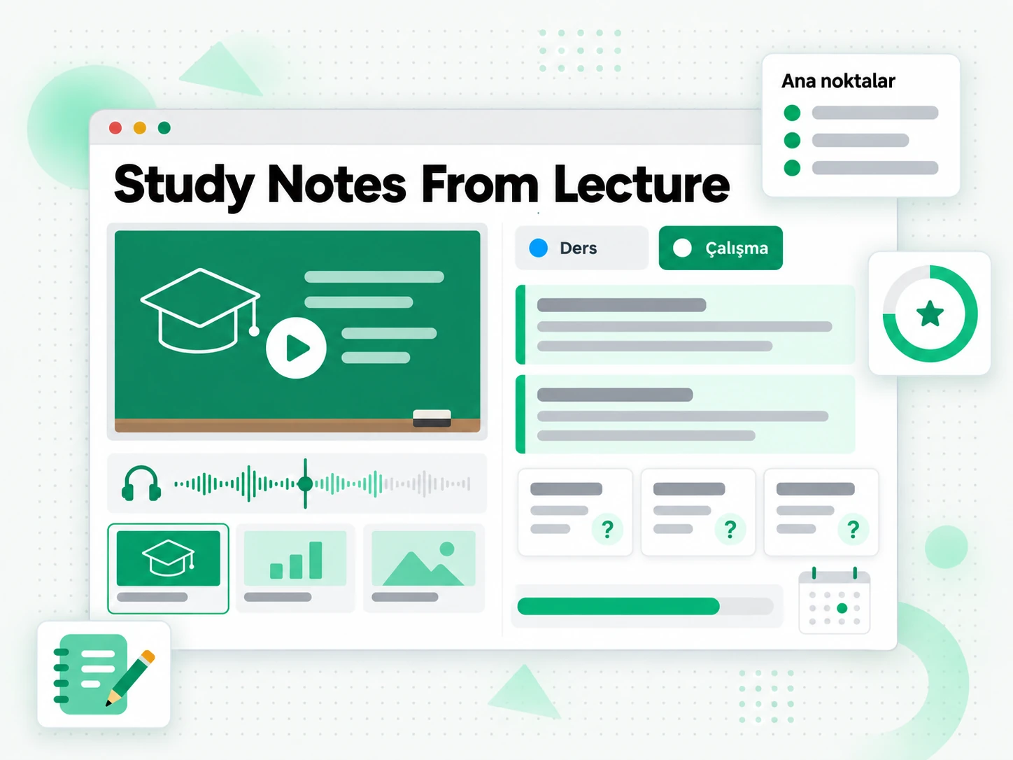 Study Notes From Lecture: üniversite ders kayıtlarında ders notu oluşturucuyu kullanma