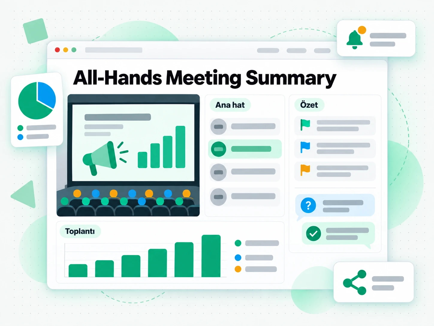 All-Hands Meeting Summary: şirket geneli toplantı kayıtlarını özetleme