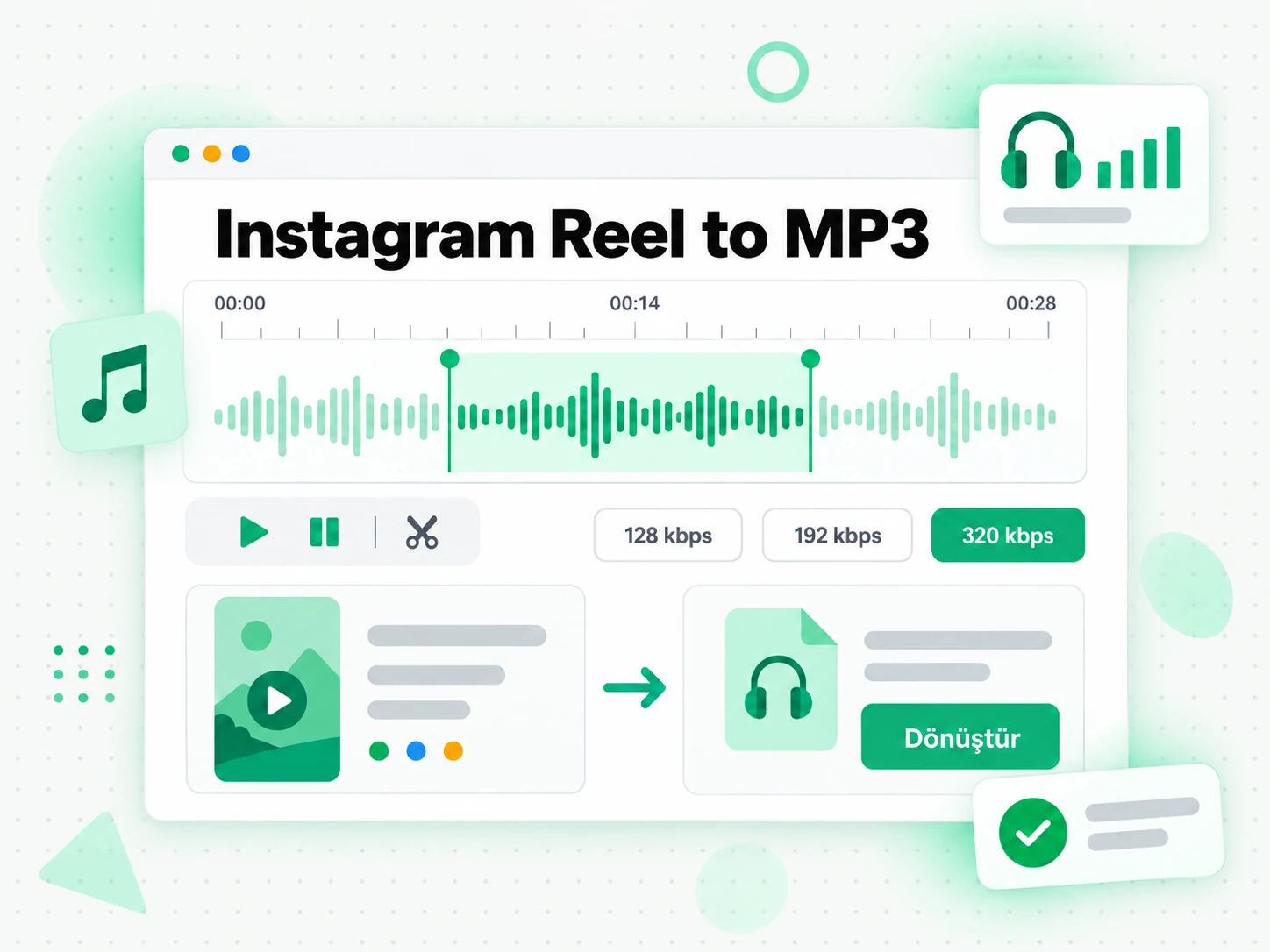 Instagram Reel to MP3: altyazı ve transkript düzenleme için hazırlanmış Instagram Reels