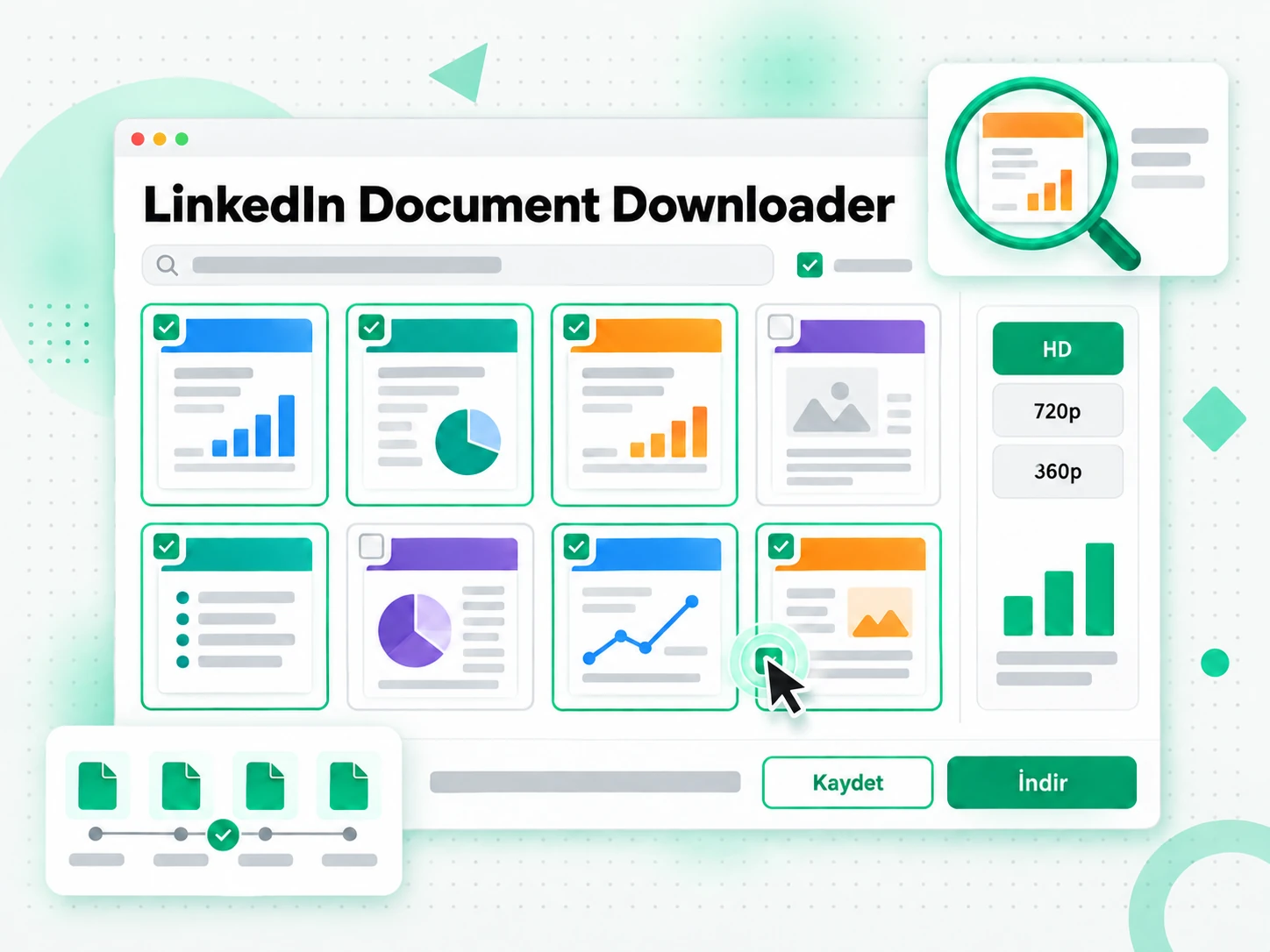 LinkedIn Document Downloader: güvenilir LinkedIn carousel indiricinin bulduğu sayfaların önizleme ızgarası