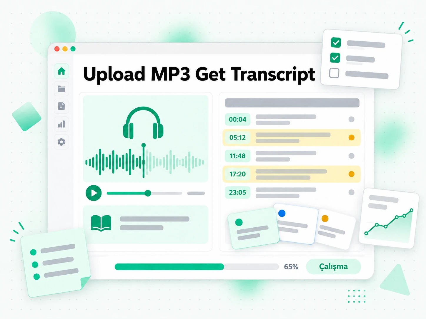 Upload MP3 Get Transcript: bir MP3 transkriptini çalışma ve toplantı notlarına dönüştürme