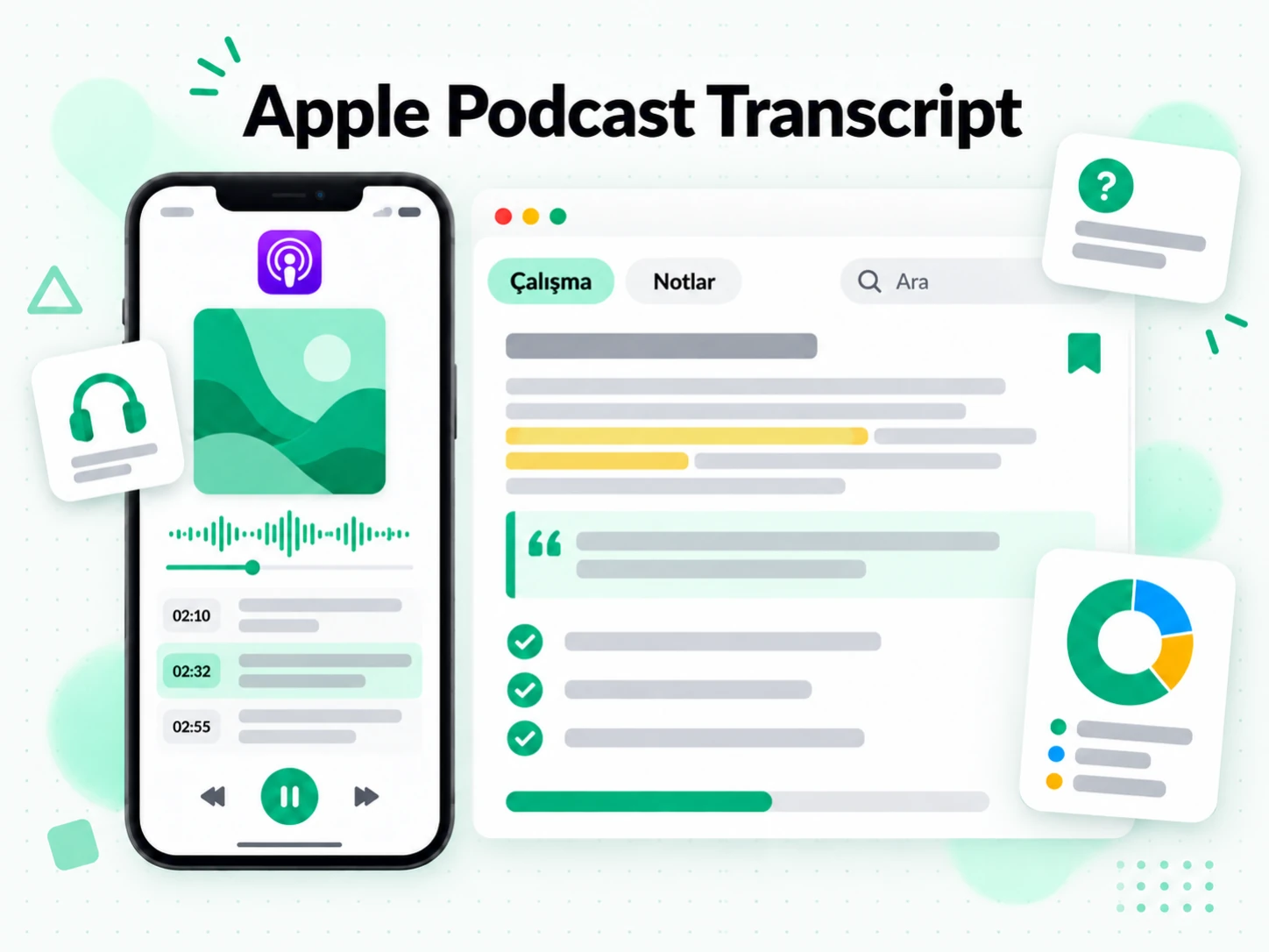 Apple Podcast Transcript: bir podcast transkriptini çalışma notlarına dönüştürme