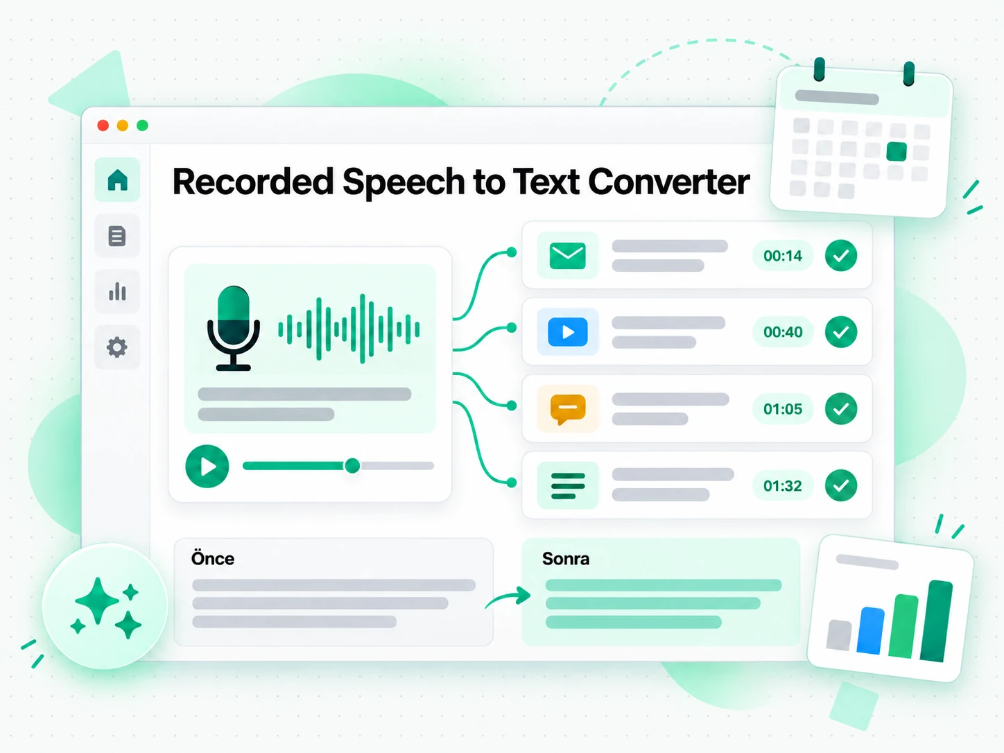 Recorded Speech to Text Converter: bir konuşma transkriptinden içerik notları ve makaleler yeniden oluşturma