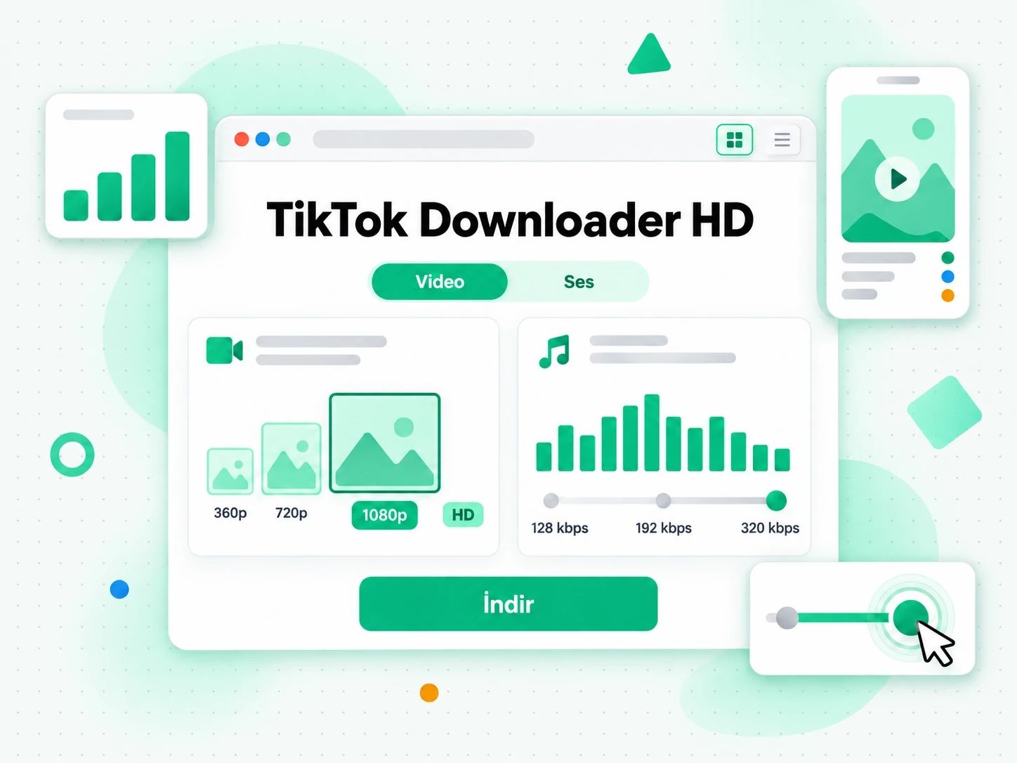 TikTok Downloader HD: 1080p'ye kadar MP4 çözünürlük seçenekleri