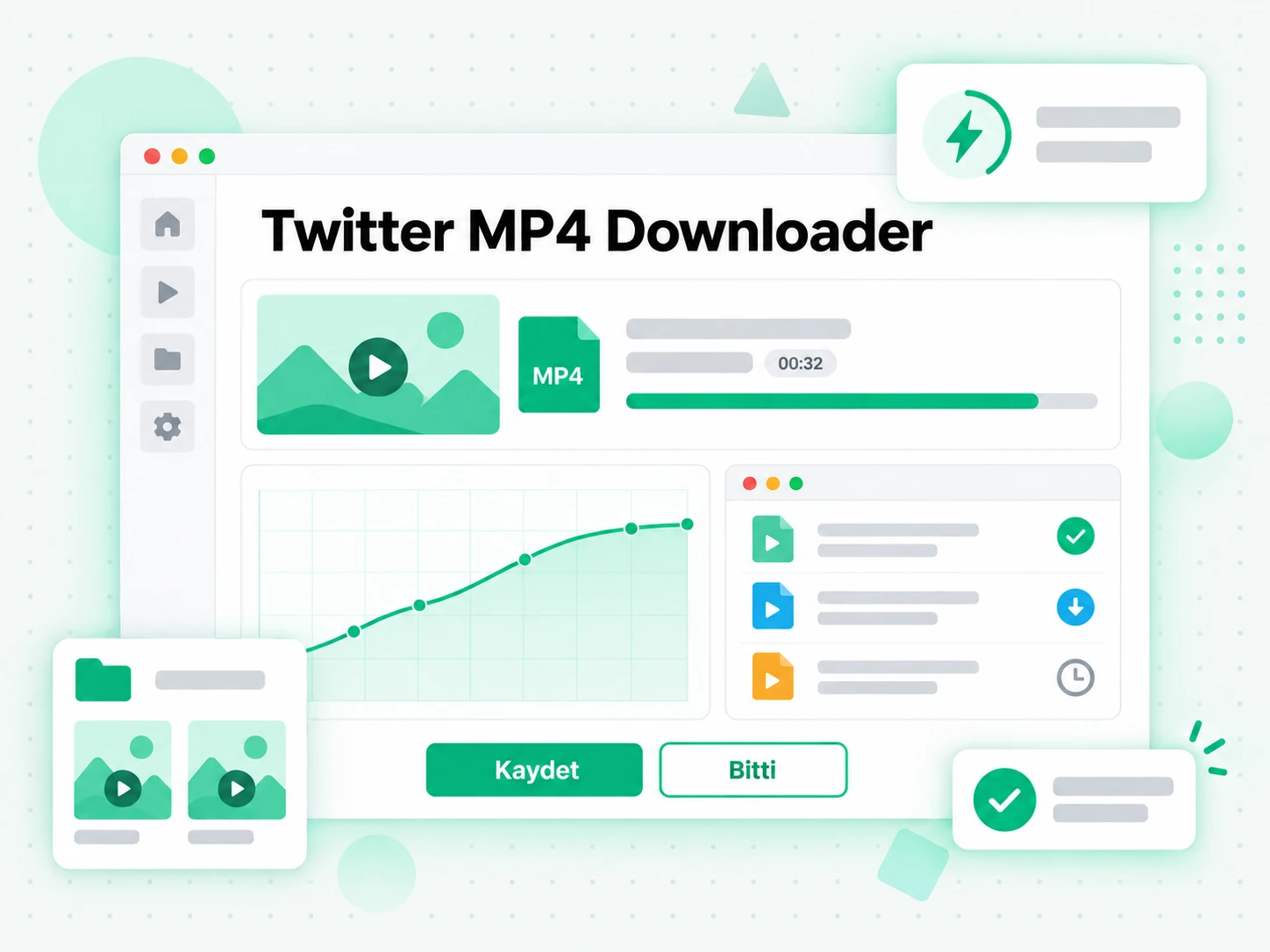 Twitter MP4 Downloader: seçilen bir Twitter MP4 videosu için indirme kontrolü