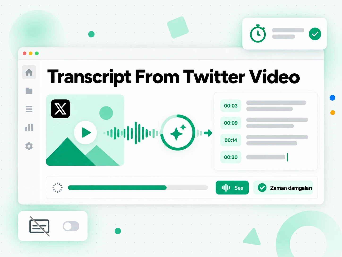 Transcript From Twitter Video: bir Twitter videosunun sesini zaman damgalı bir transkripte çeviren yapay zeka