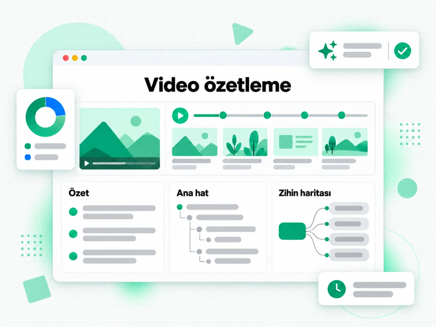 Video özetleme: video transkriptinden özet, ana hat ve zihin haritası oluşturma