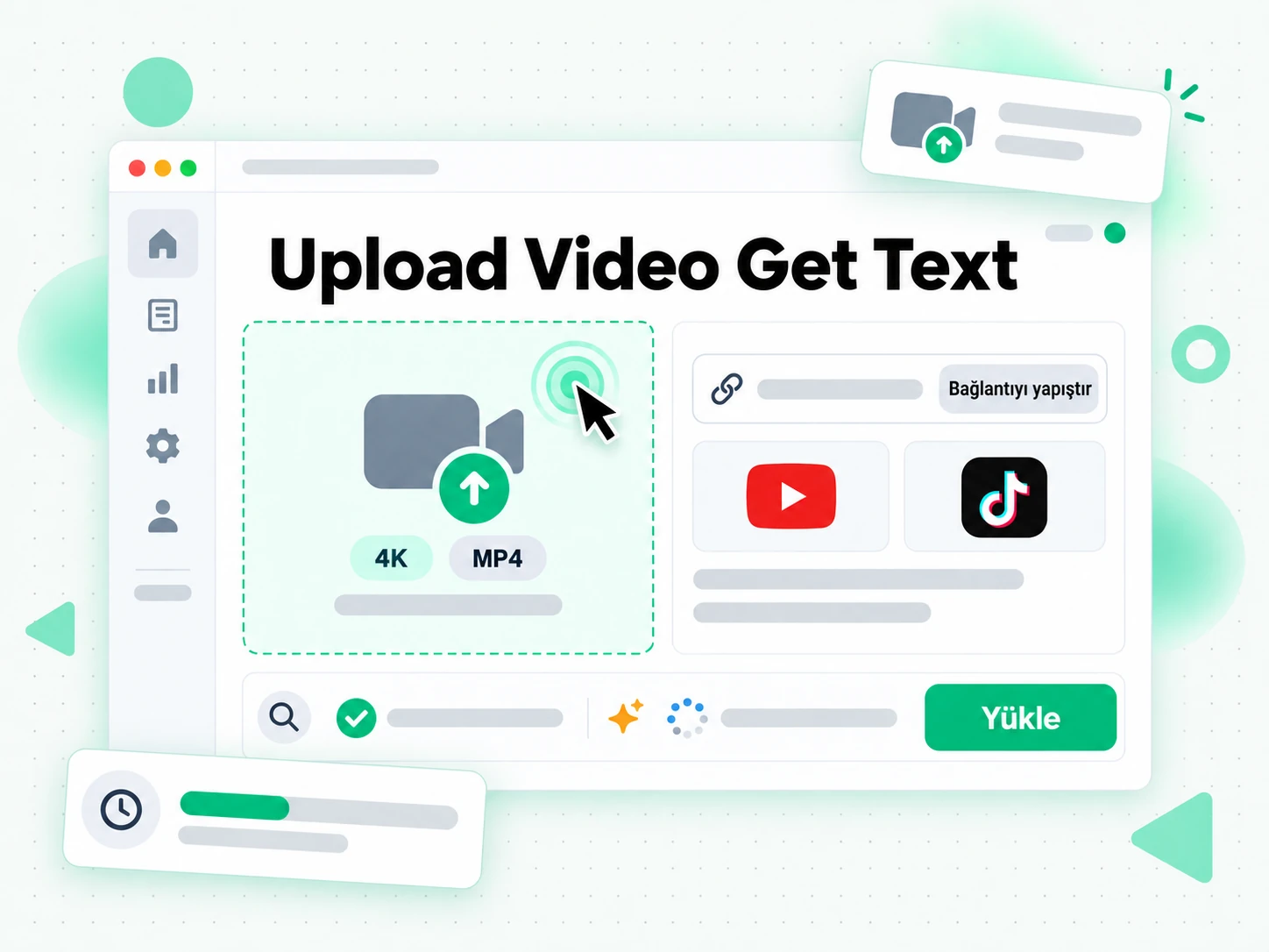 Upload Video Get Text: bir video dosyasını videoyu metne çevirme aracına yükleme