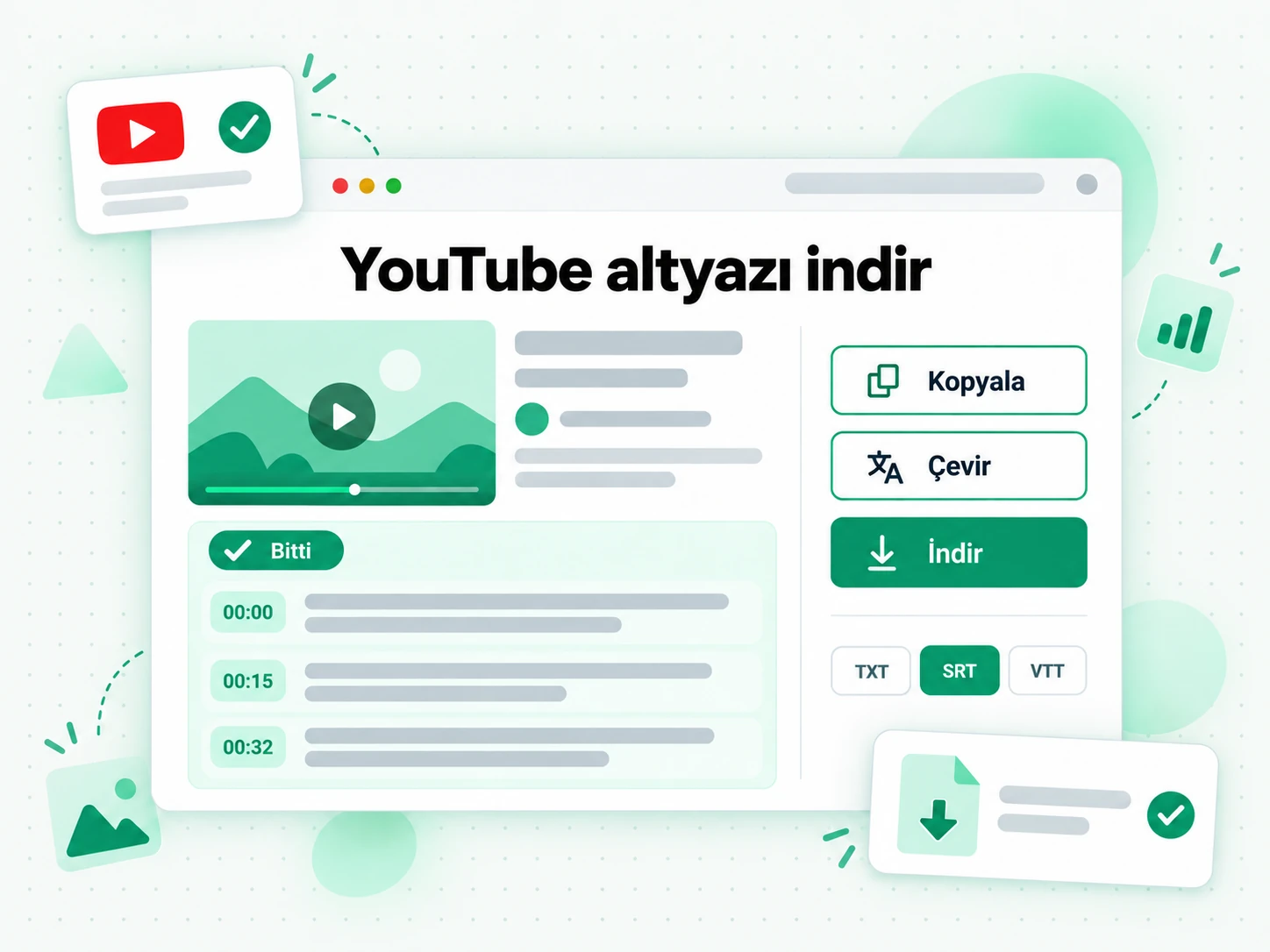 YouTube altyazı indir: hazır transkripti kopyalama, çevirme veya indirme
