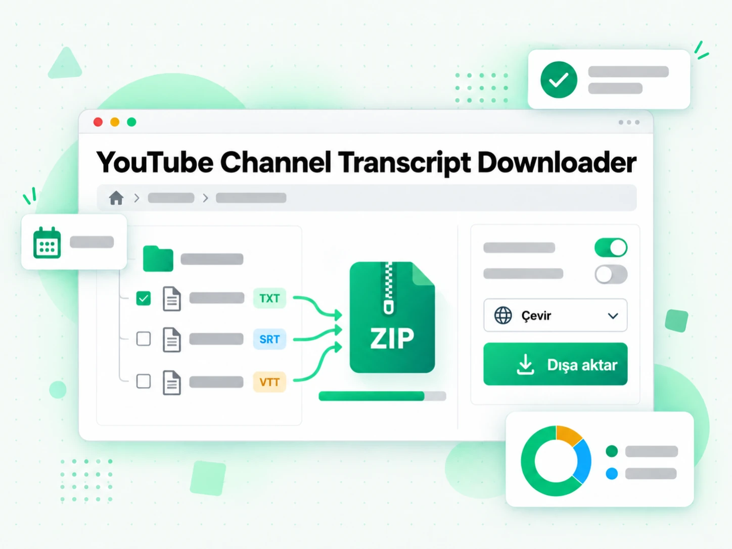 YouTube Channel Transcript Downloader: bir YouTube kanal transkript arşivini TXT, SRT veya VTT olarak dışa aktarma