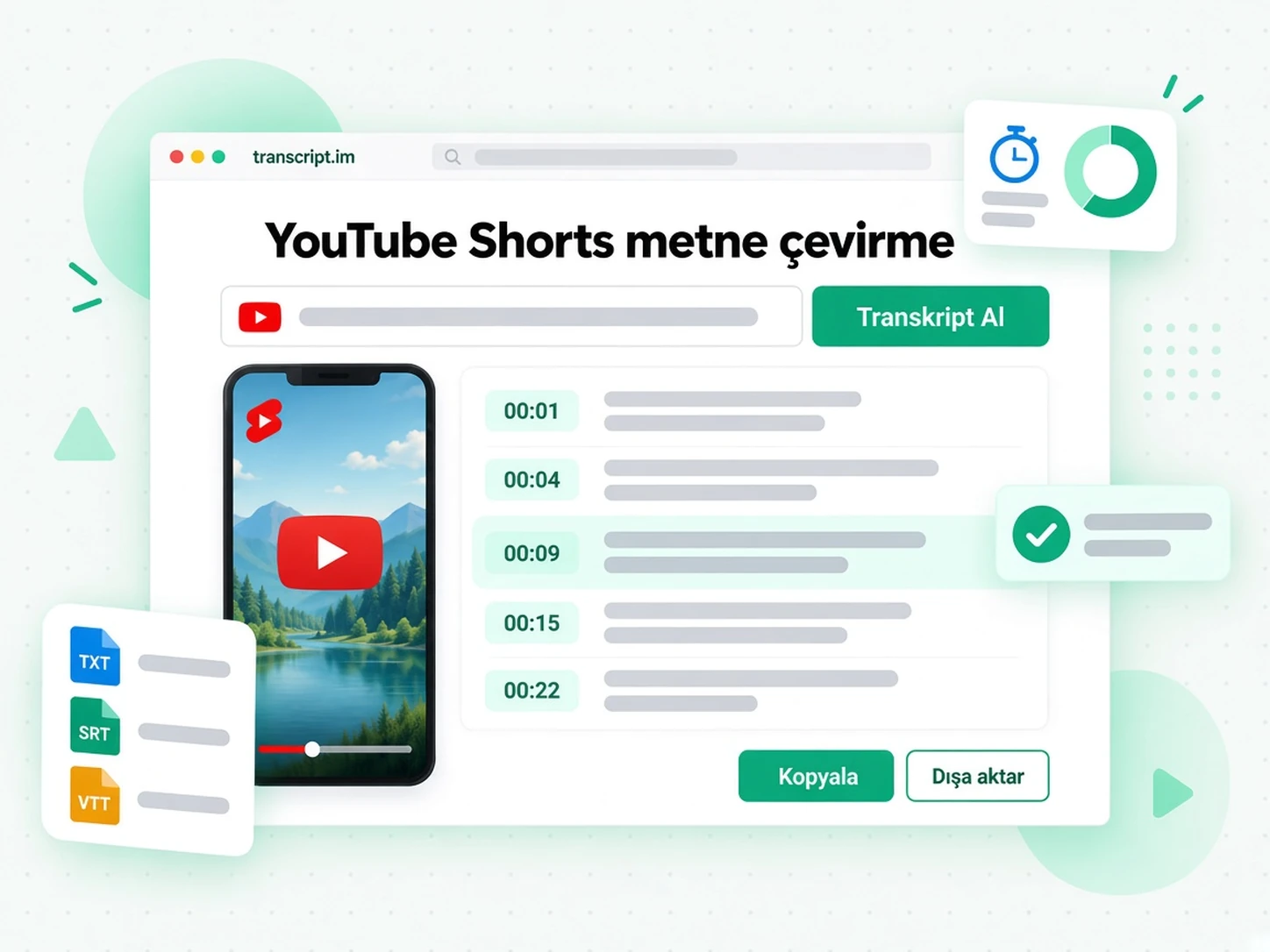 YouTube Shorts metne çevirme: Shorts Bağlantısını Transkripte Dönüştürün
