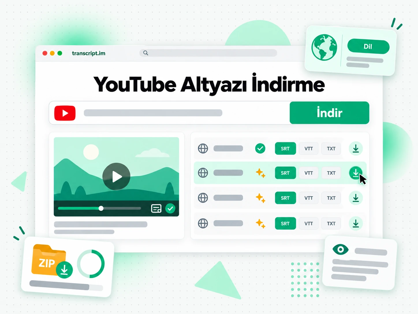 YouTube Altyazı İndirme: YouTube altyazılarını SRT veya VTT dosyası olarak indirme