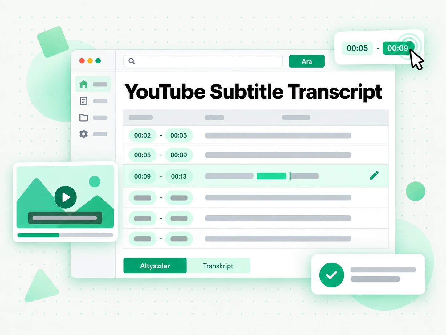 YouTube Subtitle Transcript: YouTube altyazı metninden özet, ana hat ve zihin haritası oluşturma