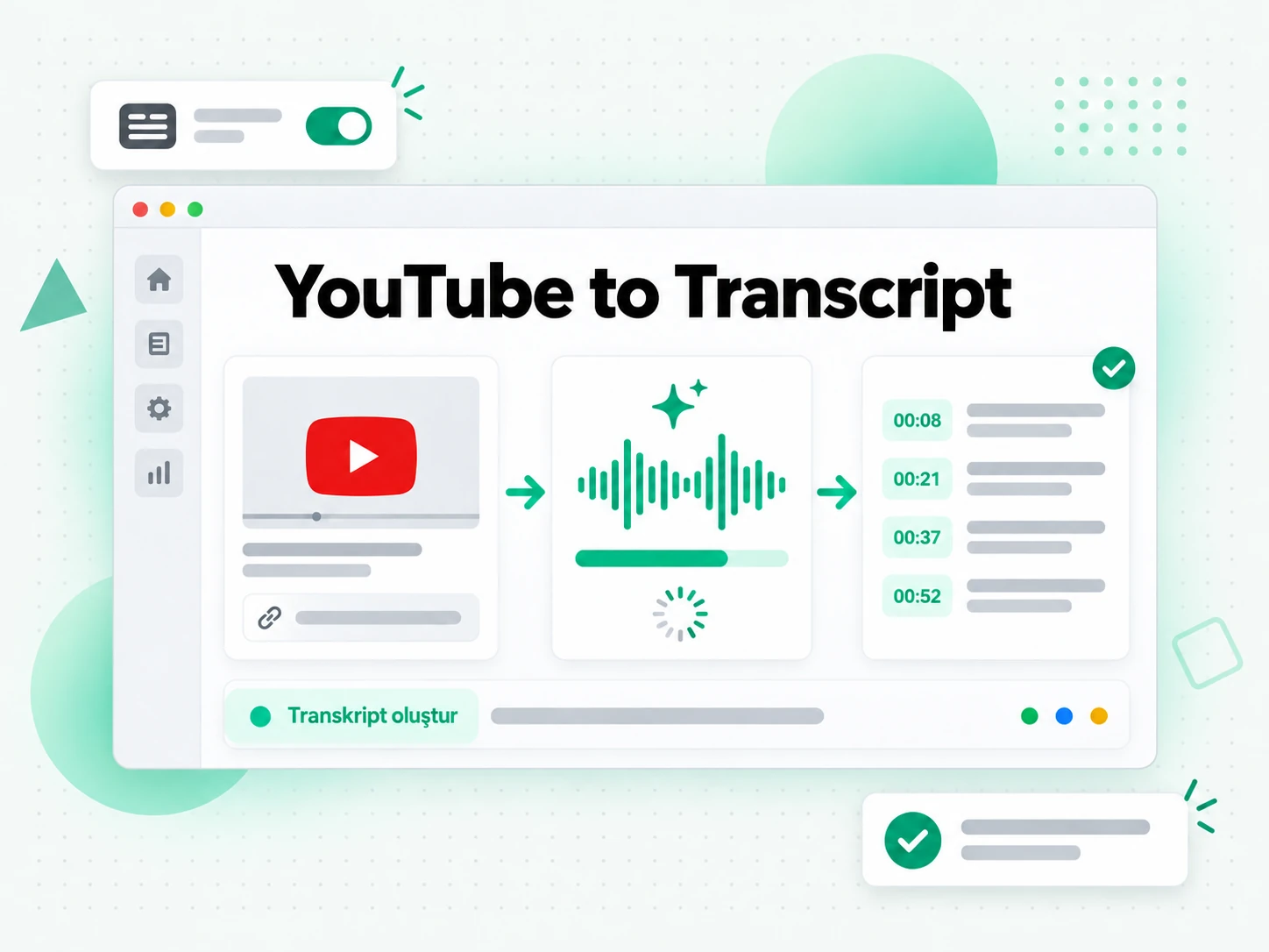 YouTube to Transcript: bir YouTube videosunun sesini zaman damgalı bir transkripte çeviren yapay zeka