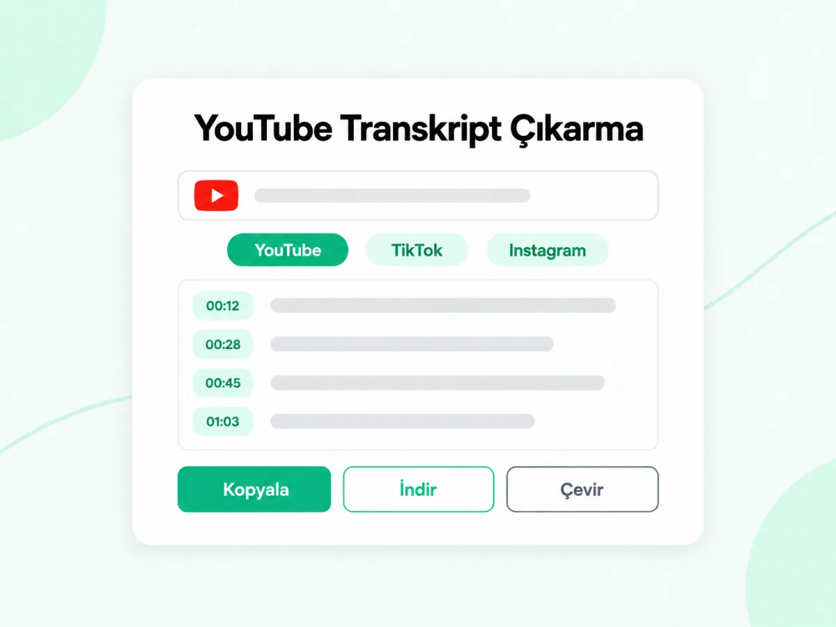 YouTube Transkript Çıkarma: YouTube bağlantısını zaman damgalı metne dönüştürün