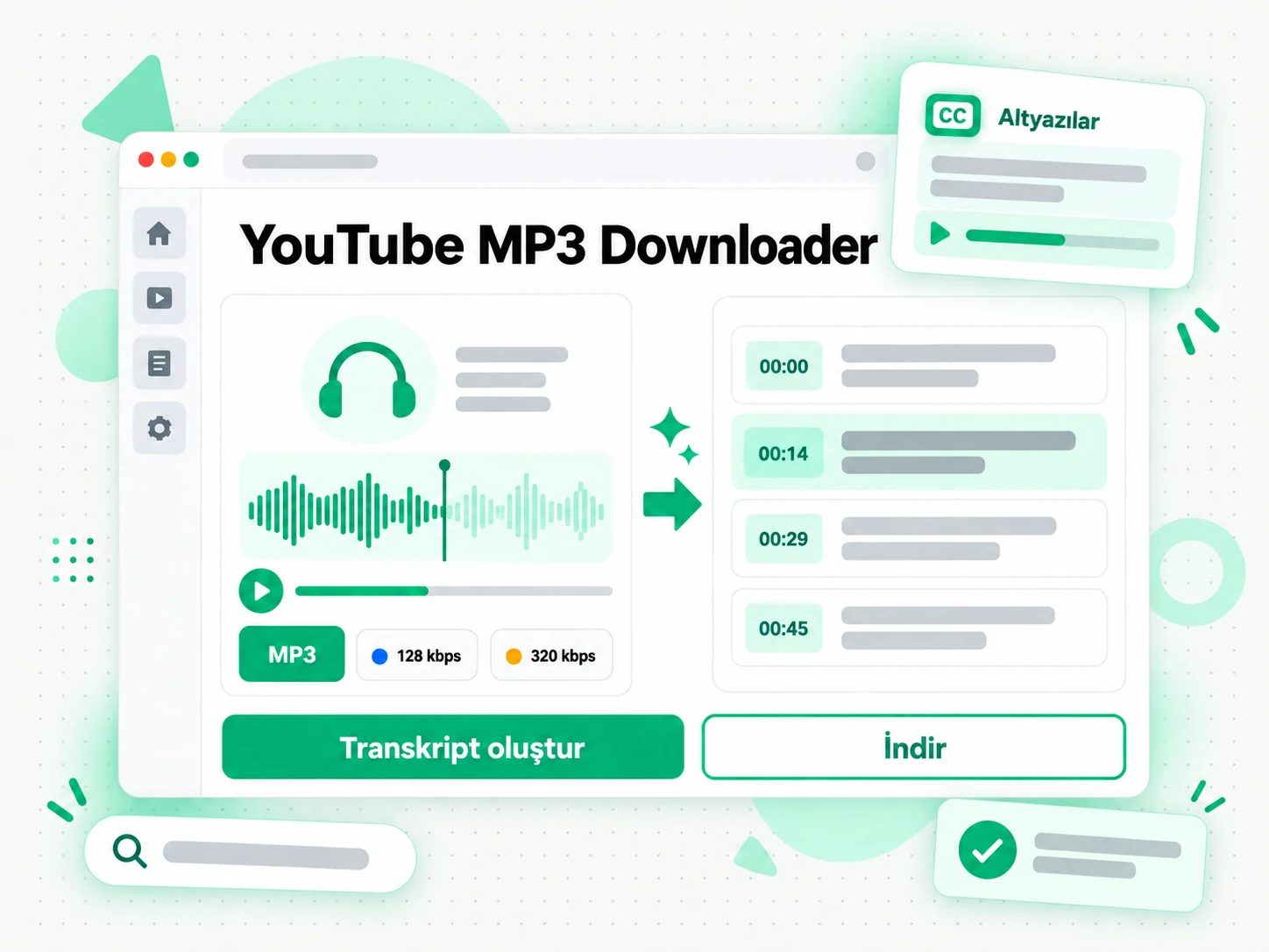 YouTube MP3 Downloader: transkript ve altyazı oluşturmak için hazırlanmış YouTube videosu