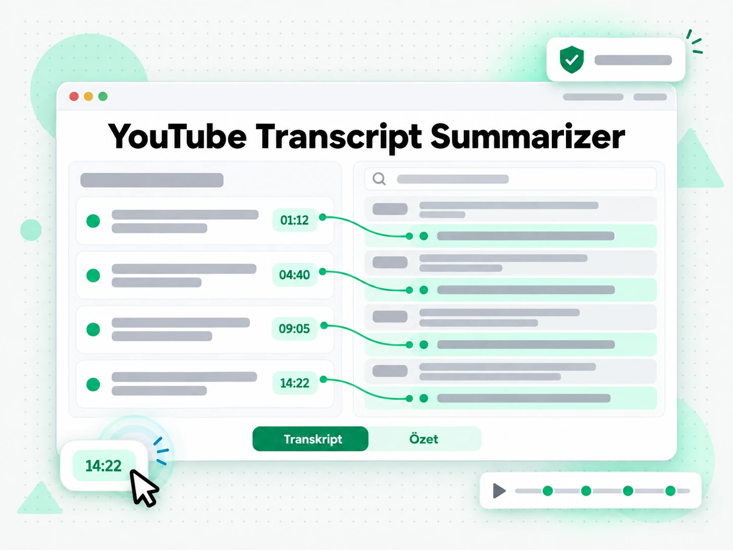 YouTube Transcript Summarizer: bir transkripti anahtar noktalara ve zihin haritasına dönüştüren YouTube video özetleyici