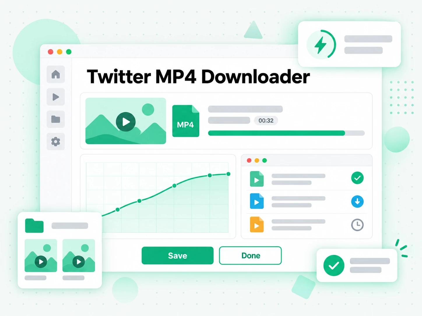 Twitter MP4 Downloader: download control for a selected Twitter MP4 video
