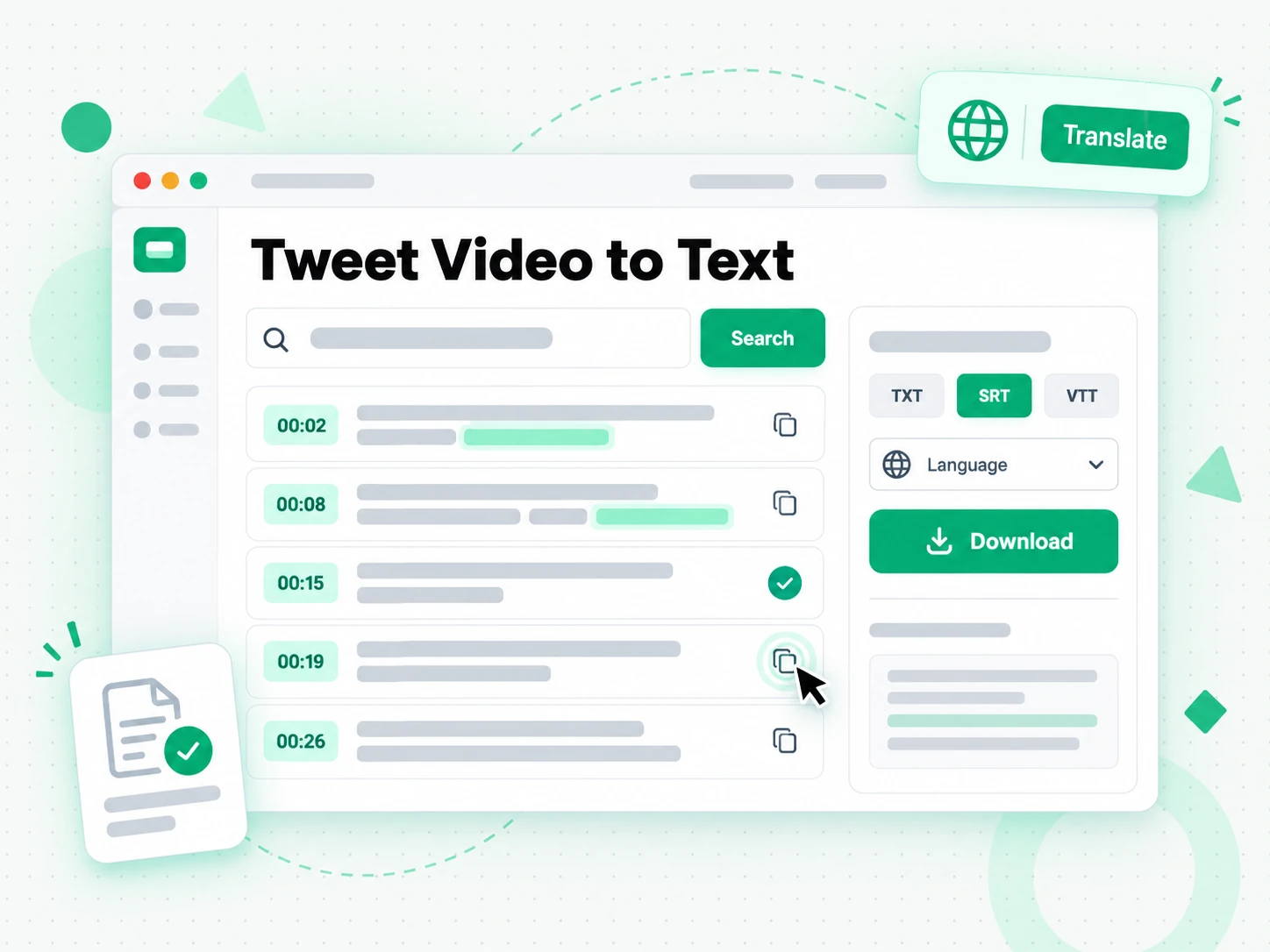 Tweet Video to Text: exporting and translating a finished Twitter video transcript